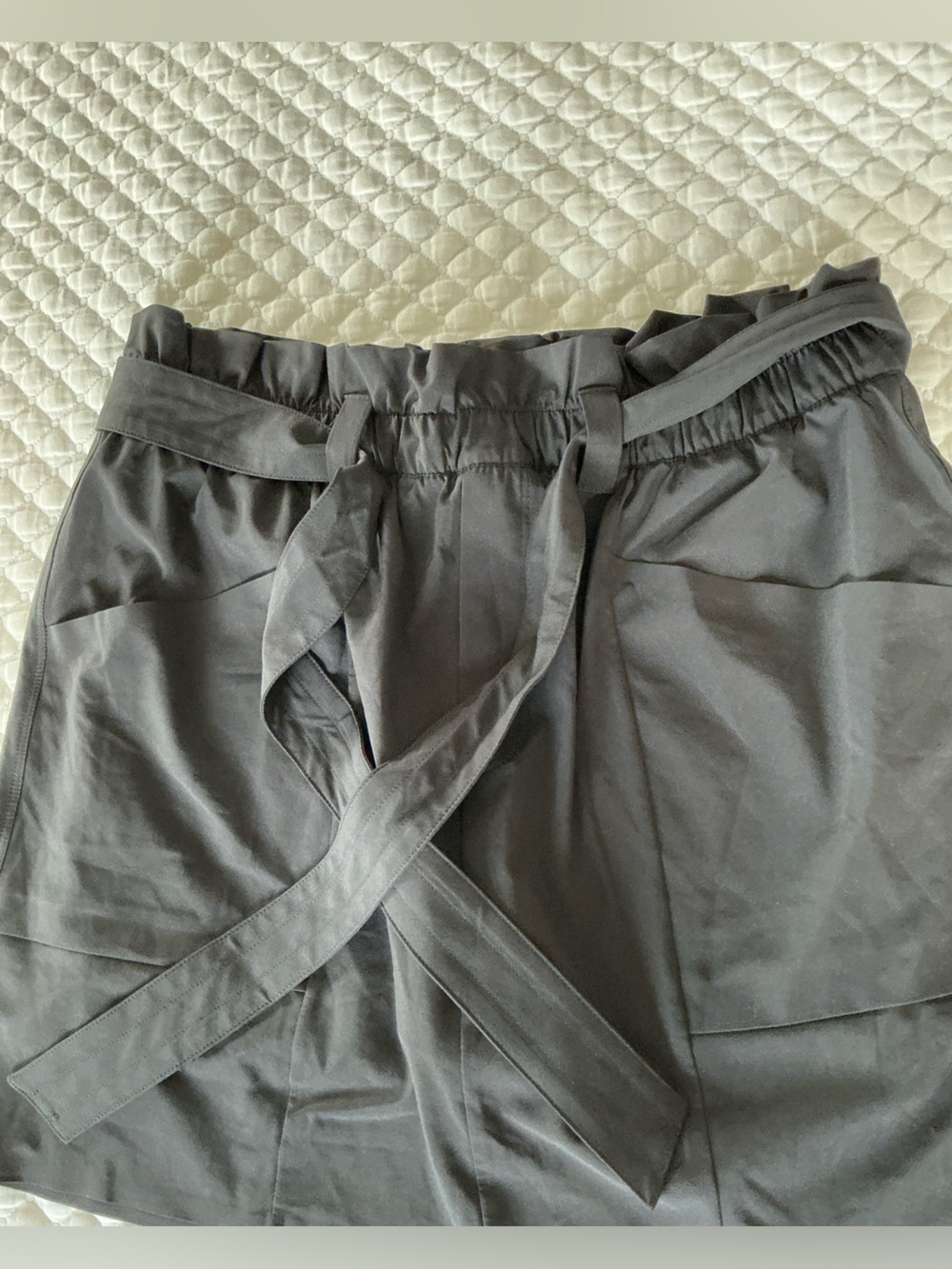 Athleta Black Skyline Belted Tie Waist PaperBag Skirt/Skort 6 - Picture 9 of 11